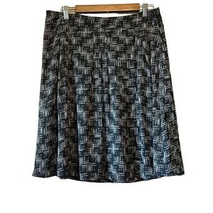 Black‎ & White Abstract Print A-Line Midi Skirt Comfortable Stylish